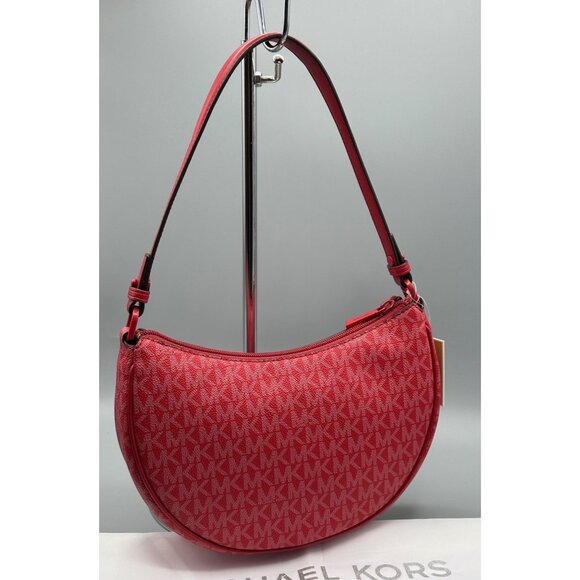 Michael Kors Small Kayla Crimson Signature Convertible Pouchette 32T5T8QU1B NWT - Picture 2 of 14